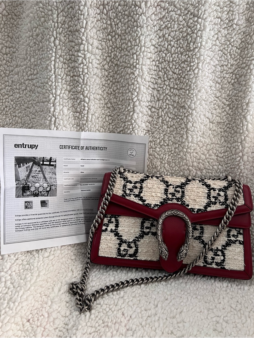 Gucci Dionysus Small Shoulder Bag w/ White and Black Tweed Monogram SHW - Picture 1 of 17